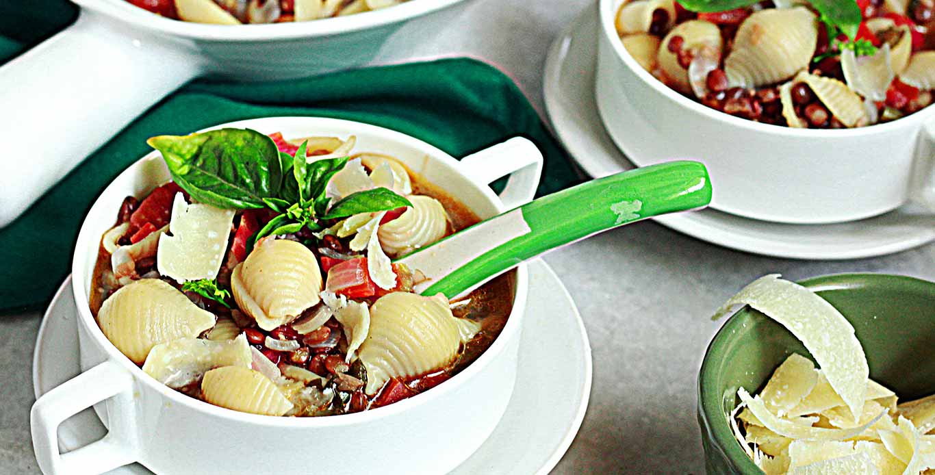 Spiced Lentil Pasta Soup